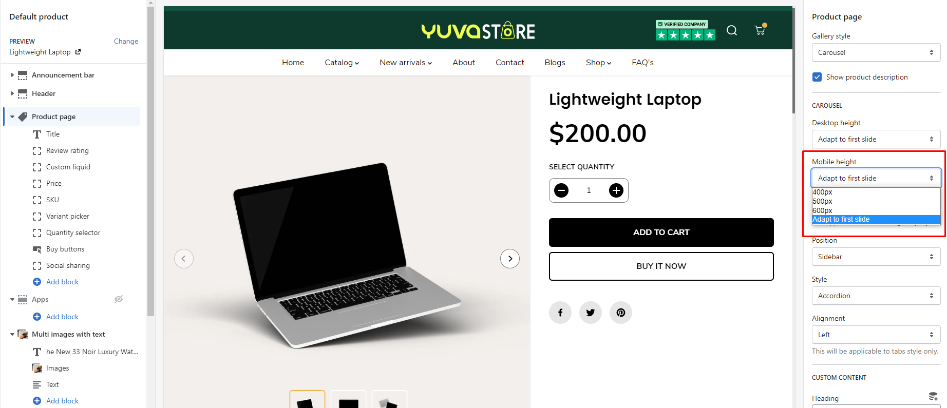 Product page