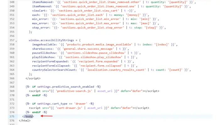 Add GTM Code to the body Section