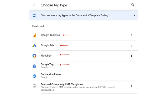 Choose Tag Type shopify