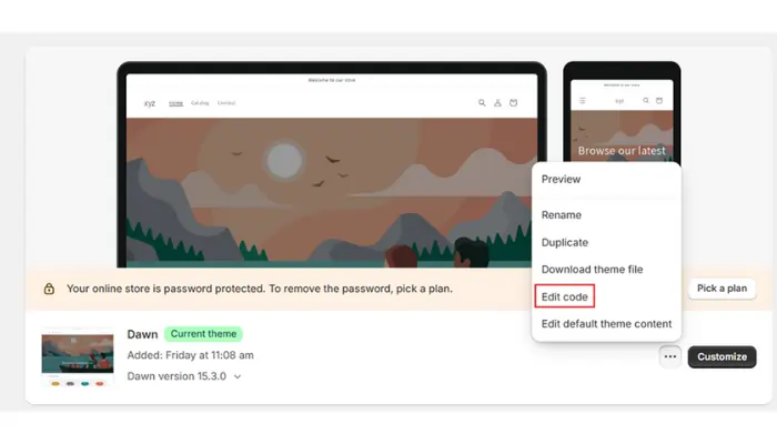 Edit Your Theme Code