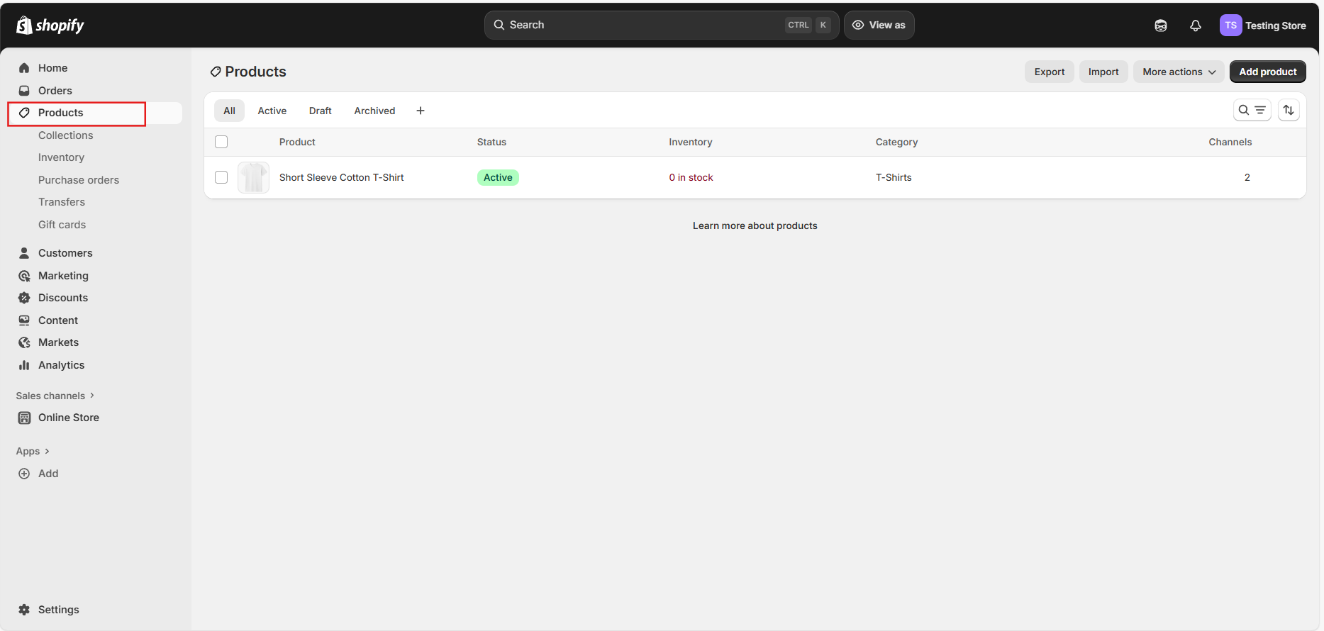 Navigate to the Products section | Product Schema in Shopify
