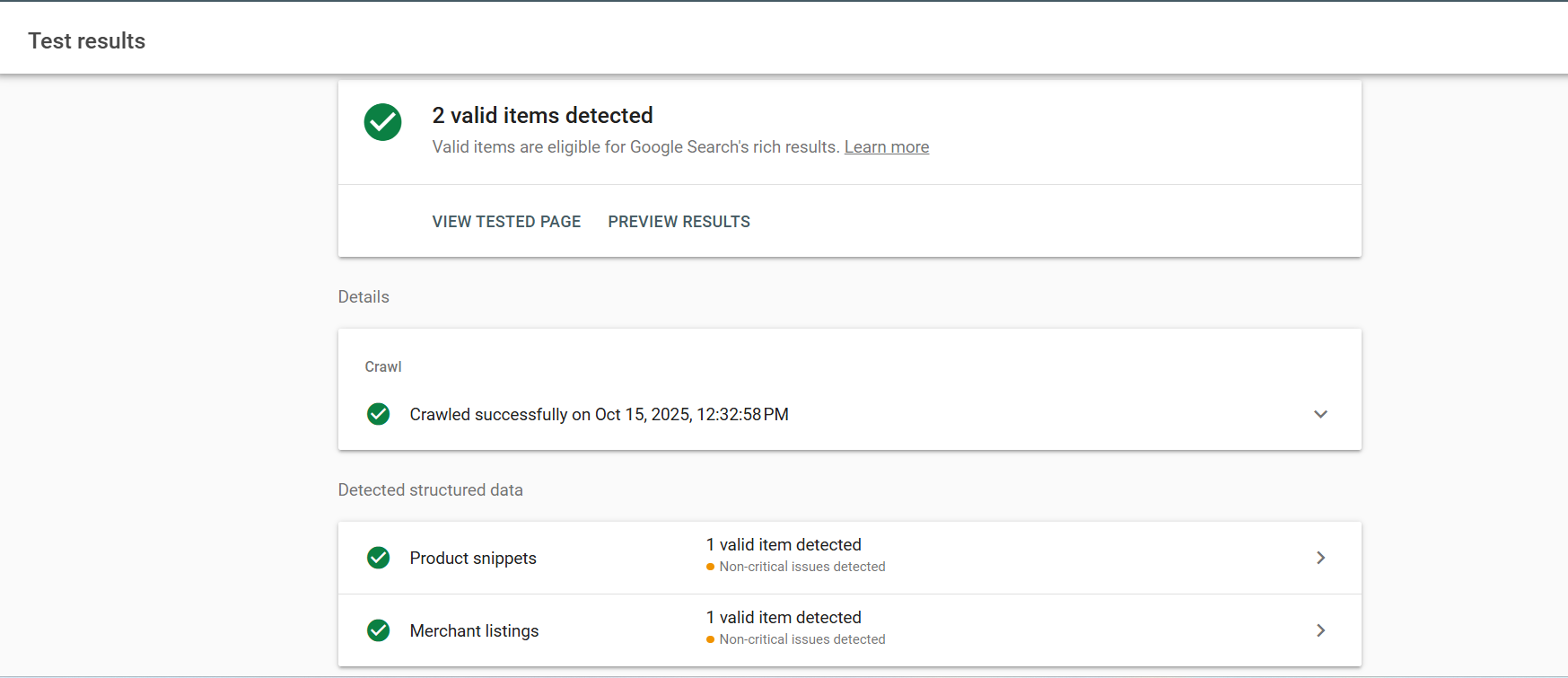 test product schema rich result testing