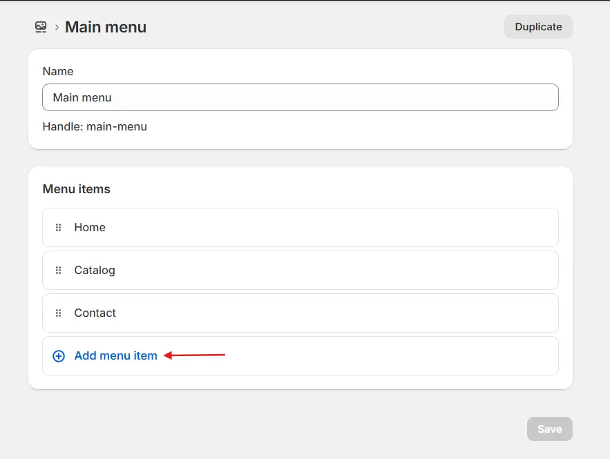 Click on Add menu item