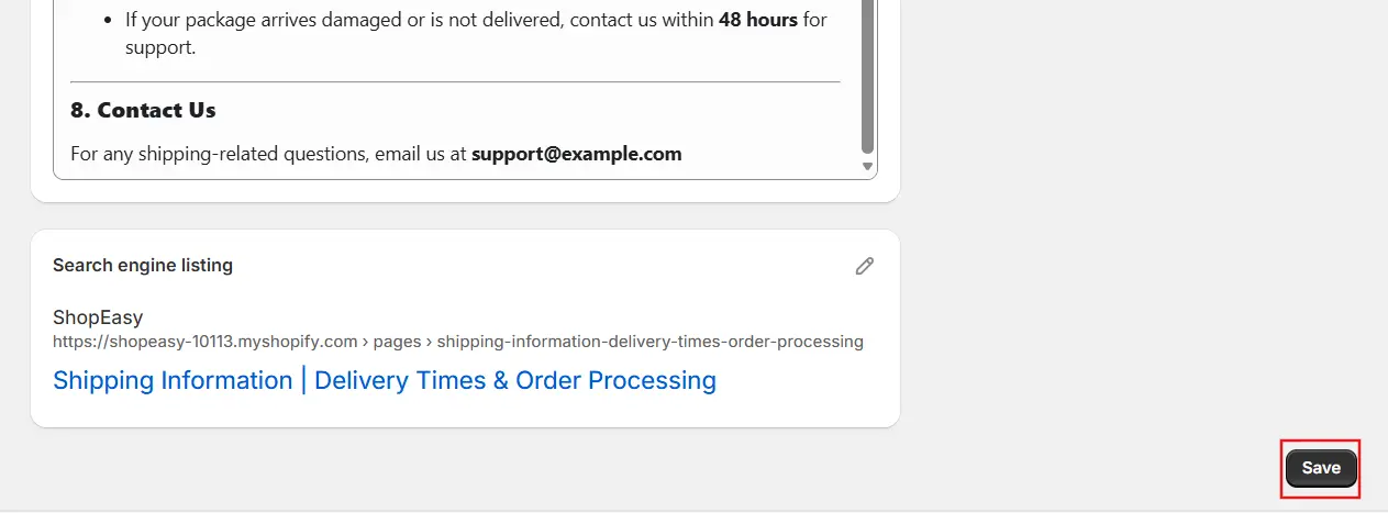 Save the page Click Save to finalize your new subpage