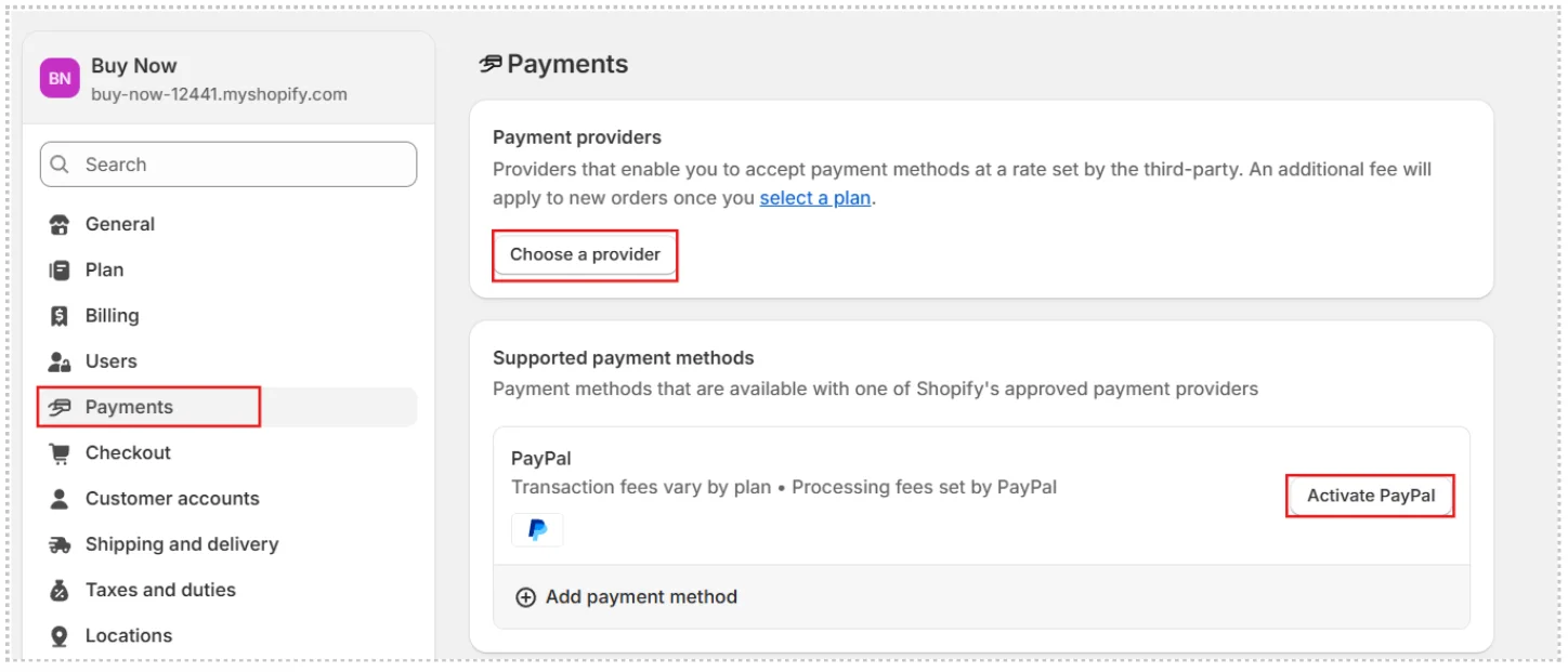How to setup shopify payments