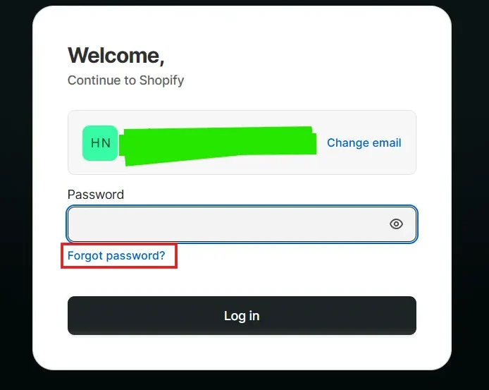 Forgot Password Shopify